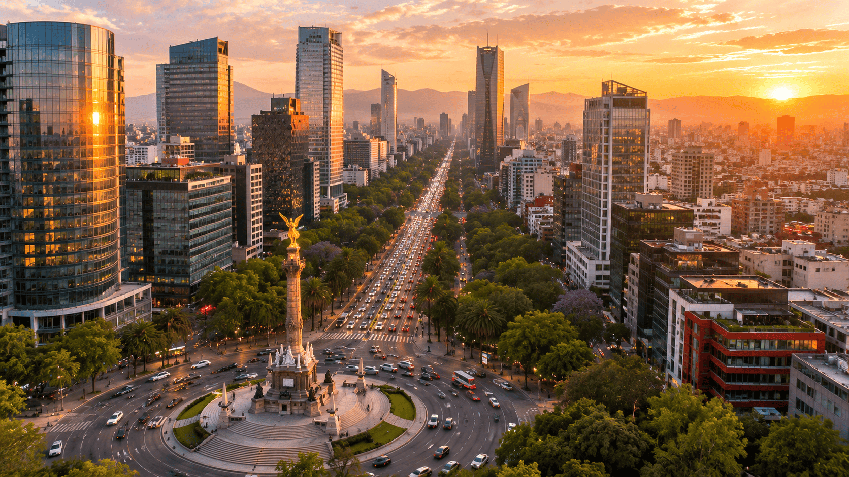Tráfico en Paseo de la Reforma en Ciudad de México