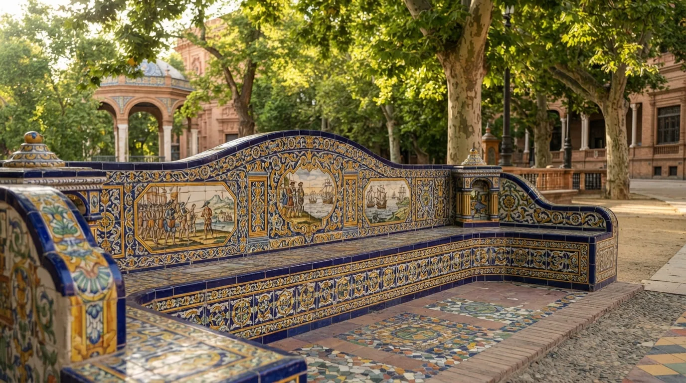 Mosaicos andaluces de la Plaza España en Mendoza