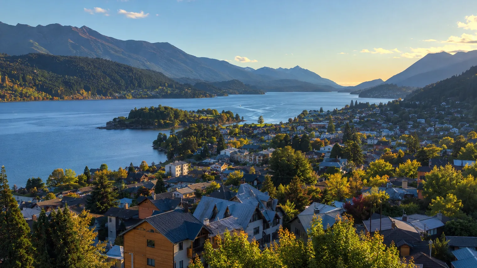 San Martín de los Andes a orillas del lago Lácar rodeado de montañas